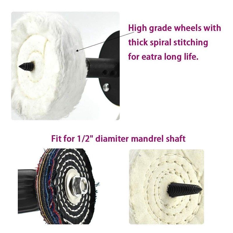 5 pack 4 inch buffing polishing wheels soft with 2 sets 1/4