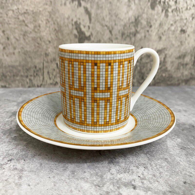 gold 6 pcs urkish espresso cups with saucers ceramic cup set