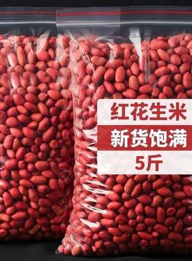 东北四粒红花生红皮花生米新货小粒生农家红衣花生米仁5斤批发