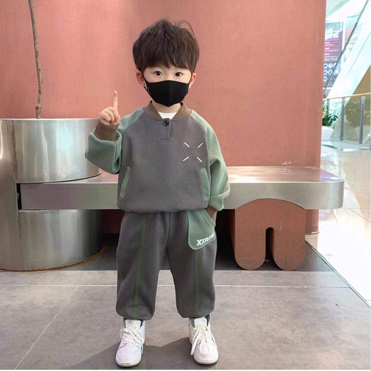 全棉纯棉男童秋装套装新款宝宝衣服儿童卫衣两件套小孩春秋季帅气