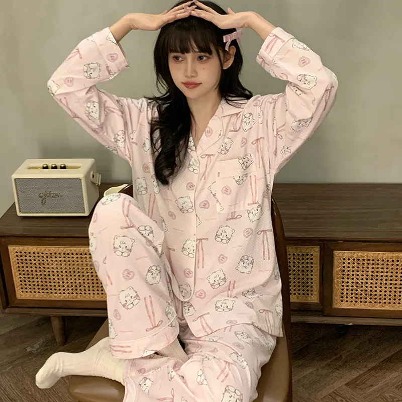 日系mikko睡衣女春秋款纯棉长袖学生少女卡通可爱甜美家居服夏季