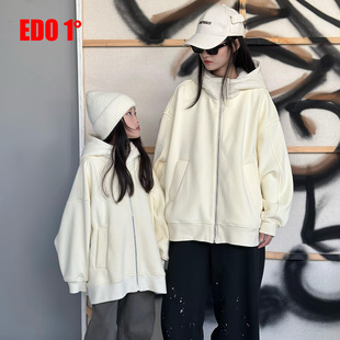 edo1一度童装outlets秋男女童加绒连帽卫衣外套儿童户外保暖上衣