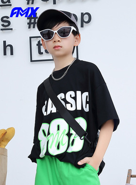 edo1一度旗下FMXoutlets夏款宽松短袖男女童清仓字母印花个性上衣