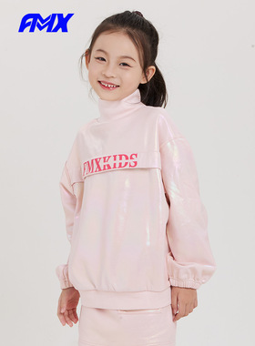 edo1一度旗下FMXoutlets原创亮面走秀款半高领套头卫衣女童上衣