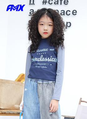 edo1一度旗下FMXoutlets夏款童装半高领爵士舞长袖上衣女孩运动风