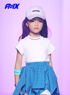 edo1一度旗下FMXoutlets走秀中长款T恤儿童简约短袖夏新款白色T恤