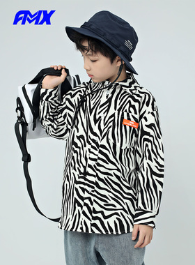 edo1一度旗下FMXoutlets秋装长袖衬衣宽松豹纹上衣户外休闲衬衫