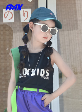 edo1一度旗下FMXoutlets女童休闲清仓背心儿童薄款无袖印花上衣
