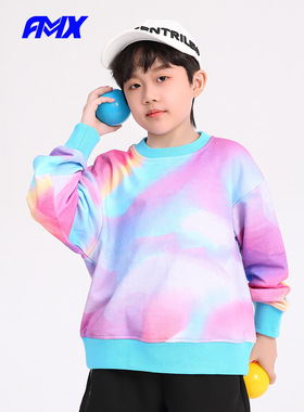 edo1一度旗下FMXoutlets炫彩圆领卫衣男女童清仓宽松上衣运动服