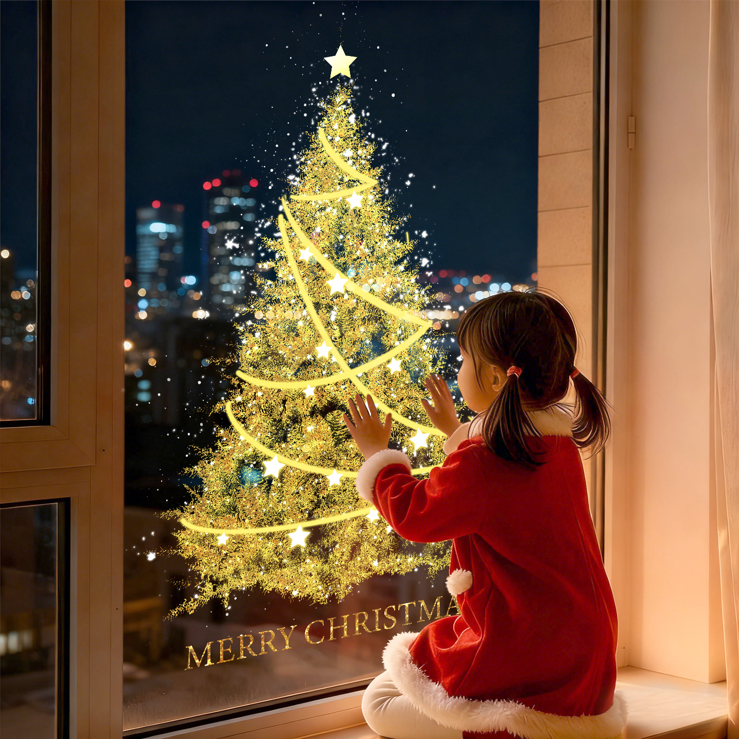 圣诞节装饰品贴纸玻璃商场店铺氛围布置门贴窗户墙贴圣诞树橱窗贴