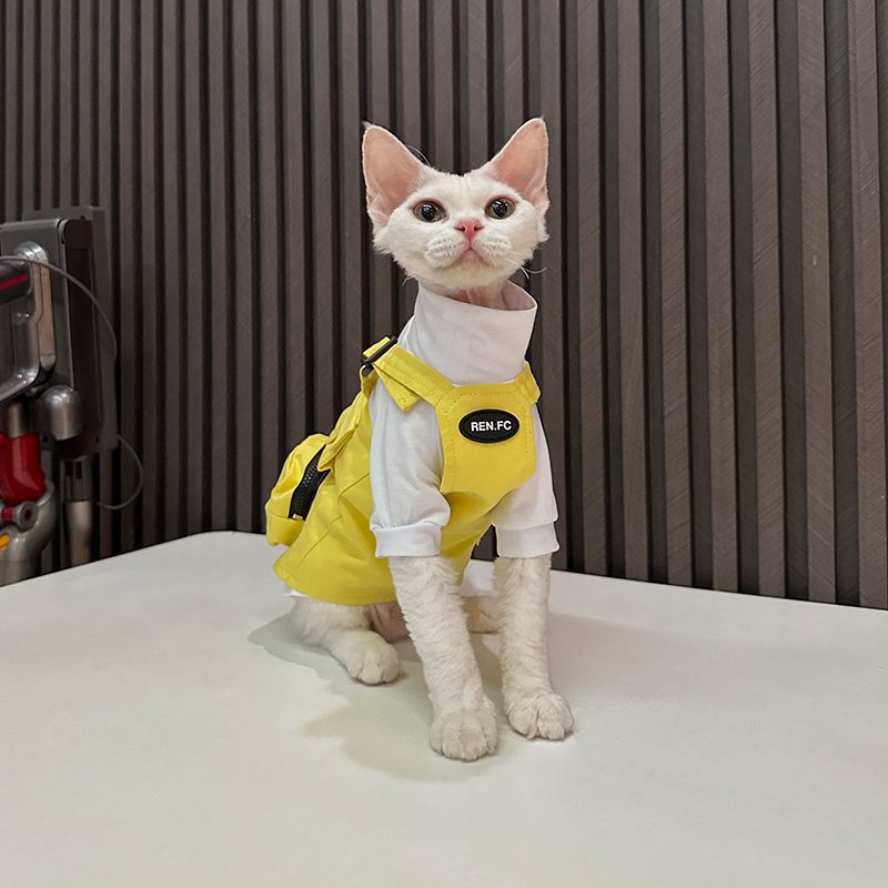 户外露营马甲可牵引防水面料任发财I无毛猫衣服斯芬克斯猫德文