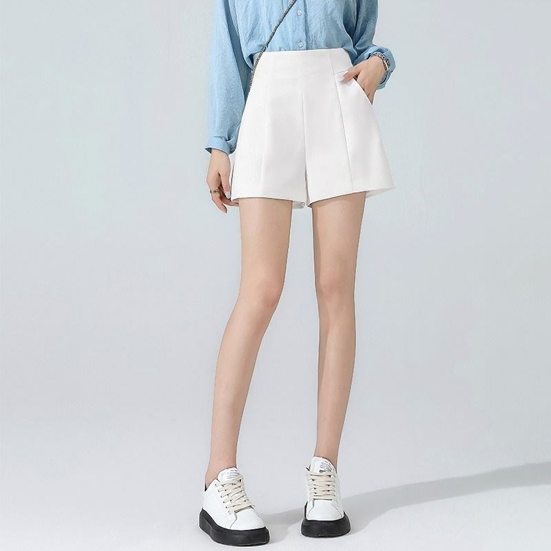 白色西装短裤女款夏季n2024新款小个子高腰a字薄款显瘦阔腿裤外穿