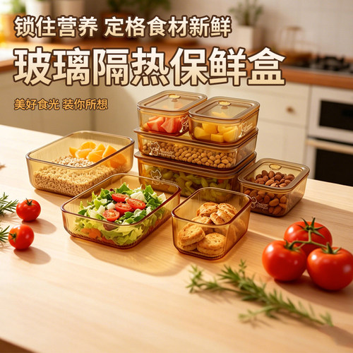 玻璃密封保鲜盒可叠放可微波