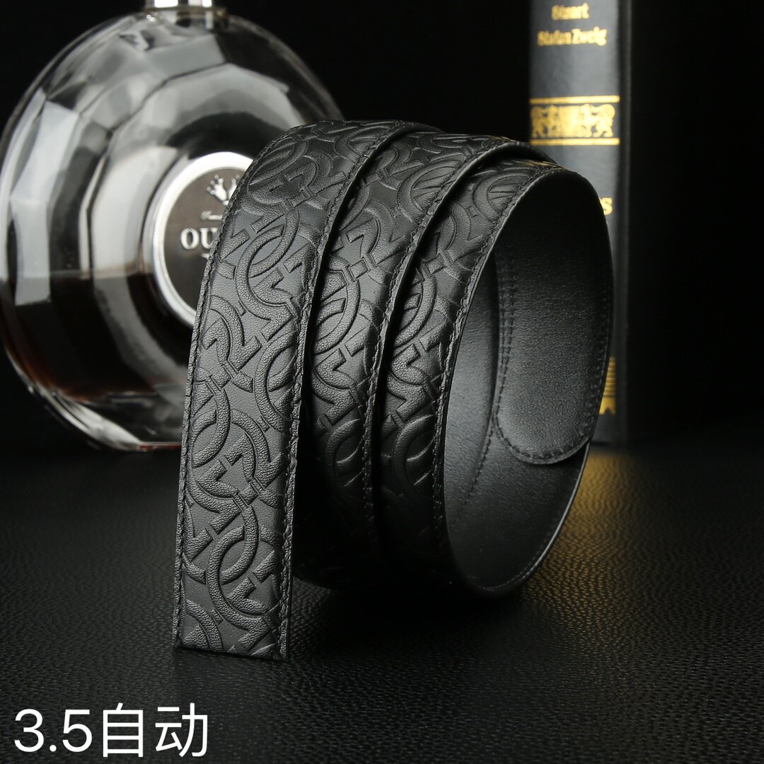 无头皮带男真皮自动平滑扣头层牛腰带/皮带/腰链