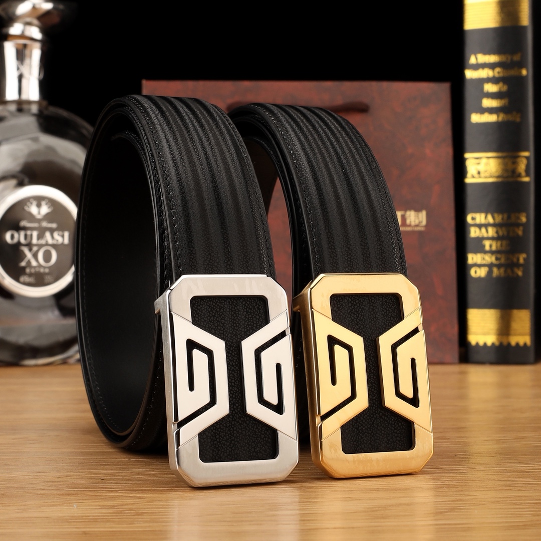 38mm休闲皮带新款高档牛皮皮带男真皮商务休闲平滑扣腰带裤带潮闲