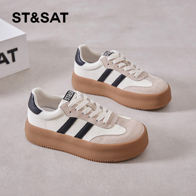 星期六官方正品女鞋4.5CM百搭板鞋德训鞋2024秋款轻便时尚透气,女鞋,德训鞋,淘宝优惠券,粉丝福利购,淘宝优惠卷