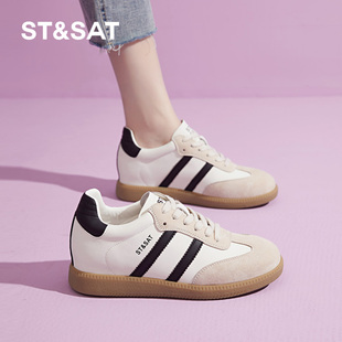 星期六官方正品女鞋新款6CM内增高复古百搭轻便阿甘德训鞋