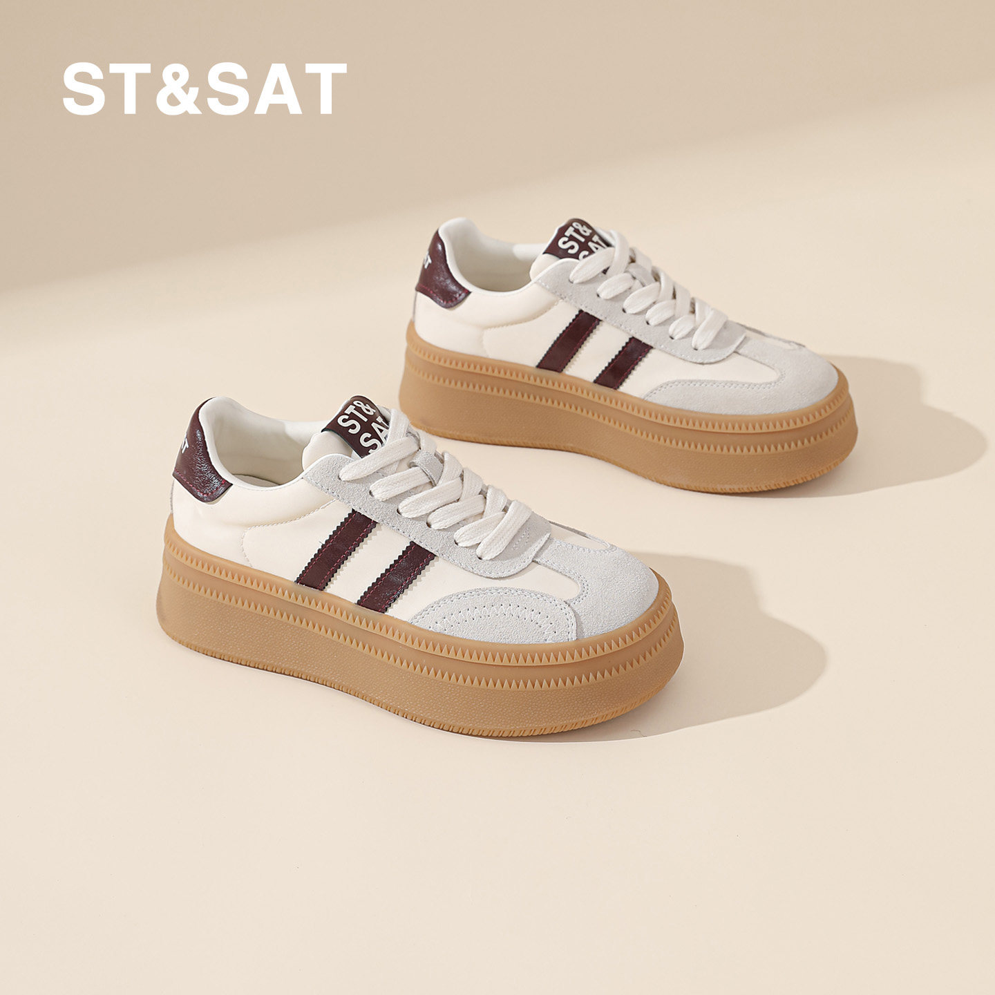 星期六厚底板鞋女2026春季新款5CM增高德训鞋时尚休闲鞋复古百搭