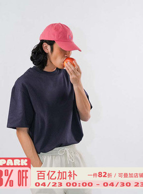 O3PARK夏季新款索洛纳速干凉感短袖重磅小领口宽松纯色黑色T恤
