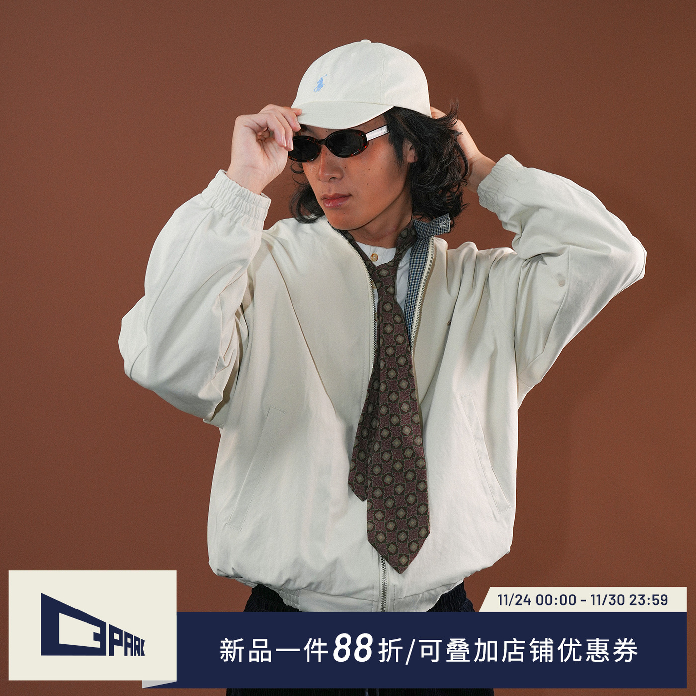 O3PARK复古惠林顿夹克