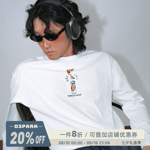 O3PARK打火机印花长袖T恤