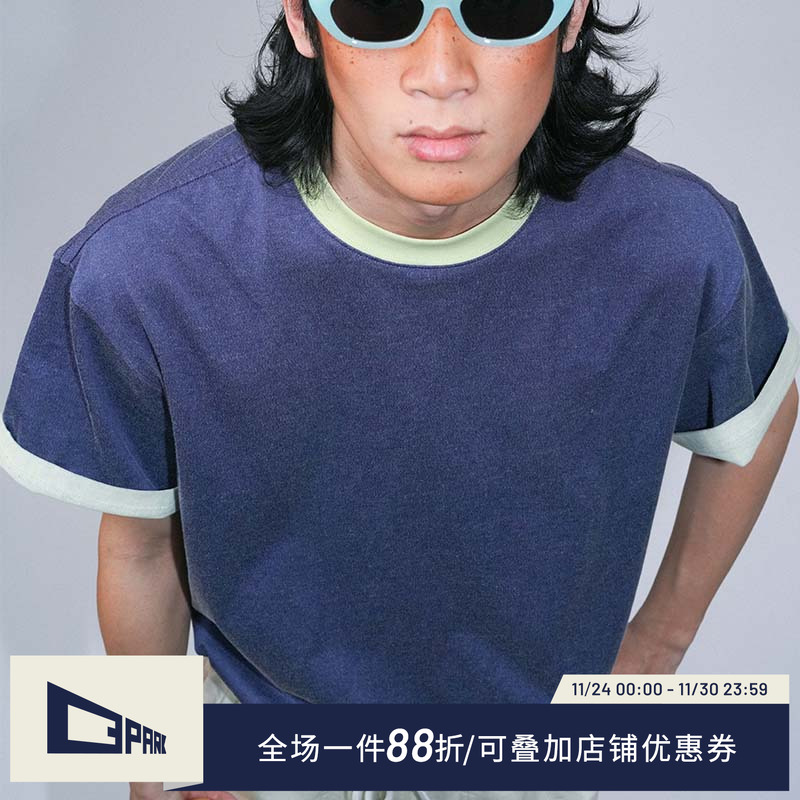 O3PARK复古双色短袖T恤