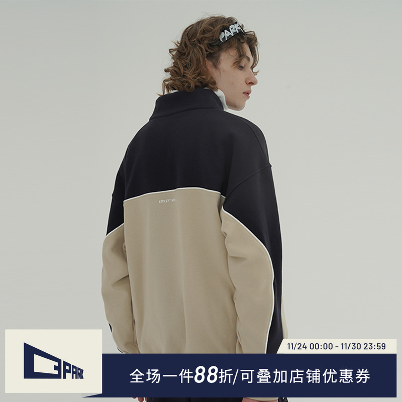 o3park复古卫衣运动撞色拼接