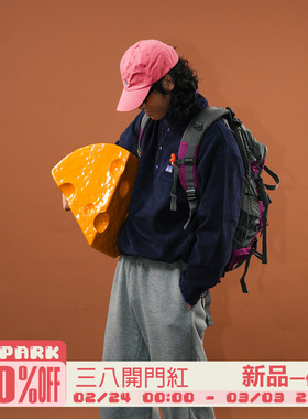 O3PARK春季新款宽松百搭复古日系立领长袖山系户外摇粒绒高领卫衣