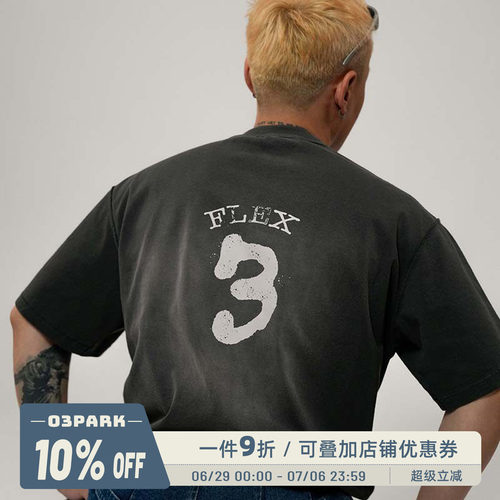 O3PARK水洗做旧印花短袖