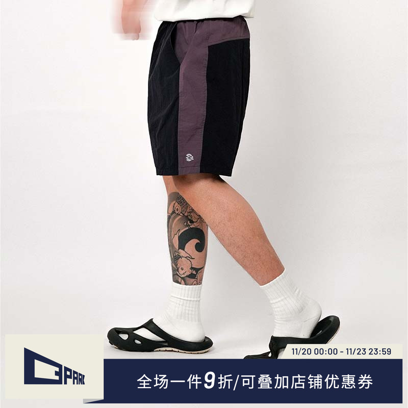 o3park速干撞色拼接短裤