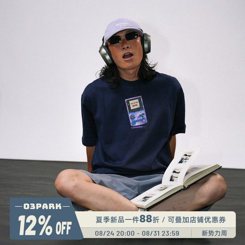 O3PARK宽松GAMEBOY印花短袖T恤