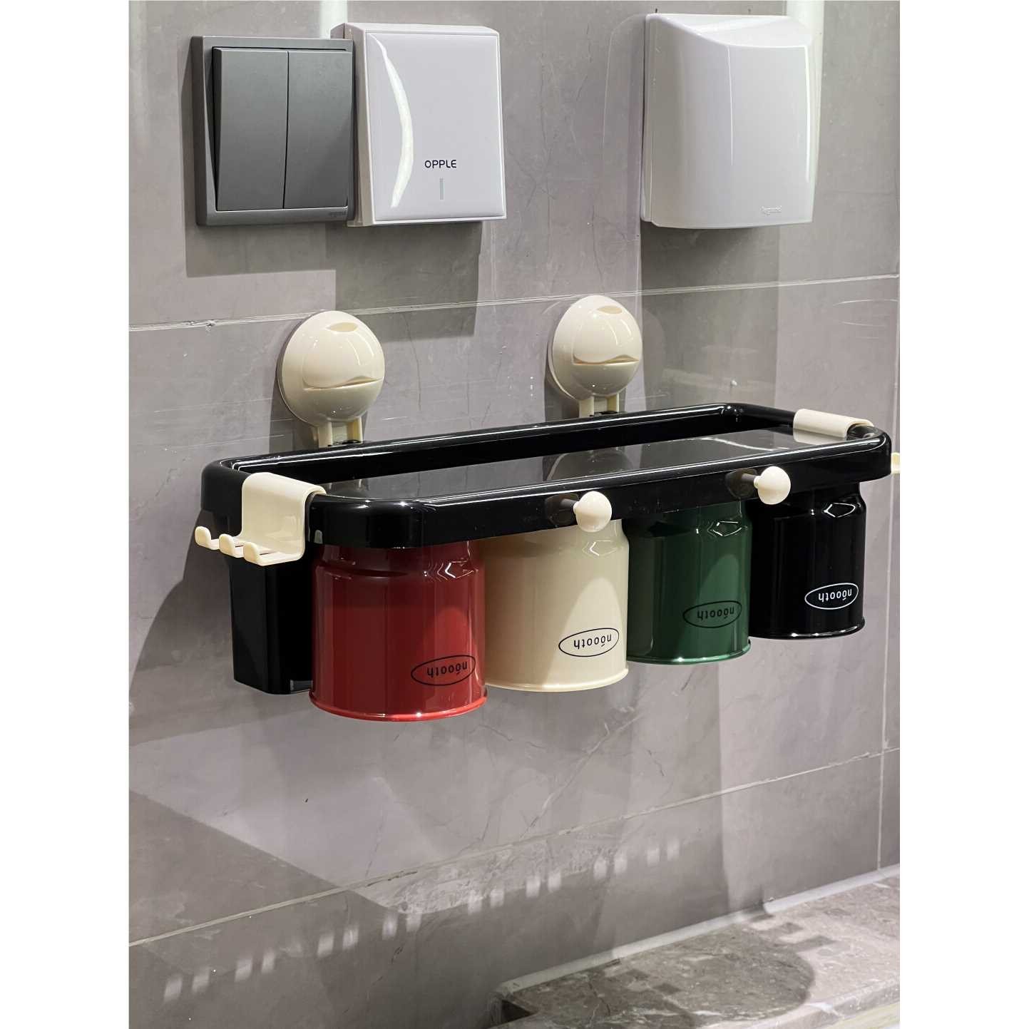 #ININ吸盘牙刷置物架壁挂式免打孔牙刷挂架子家饰软装搭配套装NS