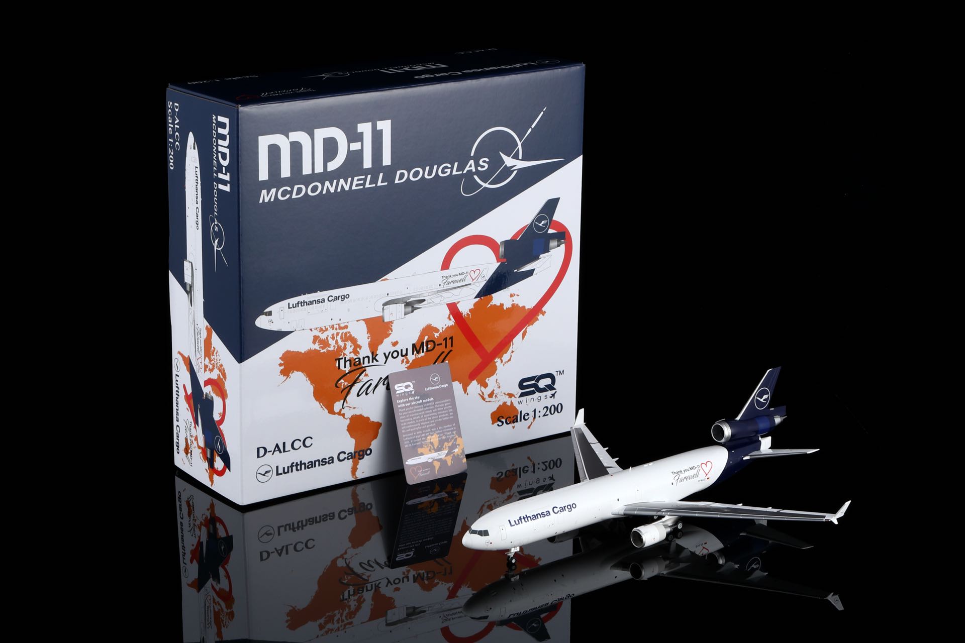 现货 SQ 1/200 汉莎航空 麦道MD-11 合金飞机模型 D-ALCC最后飞行