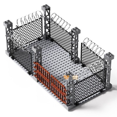 适用于乐高生化军事基地隔离墙囚犯人监狱牢笼铁丝围栏网模型积木