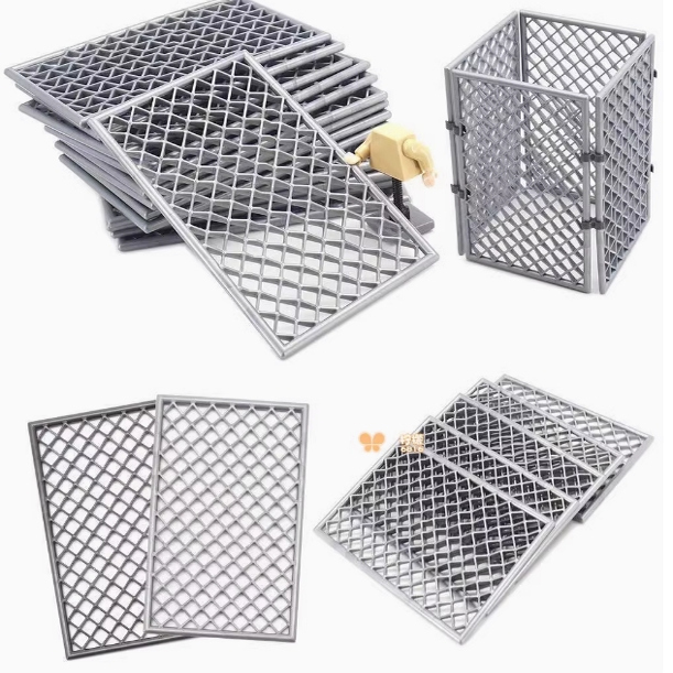 适用于乐高监狱牢房笼子哨岗塔城堡基地堡垒围护栏铁丝网人仔积木