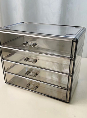 透明灰色桌面珠宝首饰品收纳盒美甲油胶饰品整理盒亚克力加高抽屉