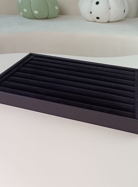 超大号黑色绒布首饰盒戒指耳钉耳环饰品托盘胸针收纳珠宝项链摆摊