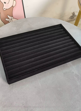 大号黑色绒布抽屉展示盘戒指耳钉珍珠项链收纳盒首饰品拍照直播盘