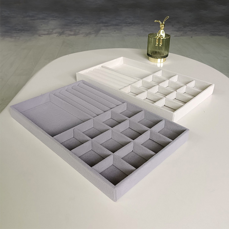 大号绒布珠宝首饰展示托盘手饰戒指耳钉收纳盘盒展示道具架