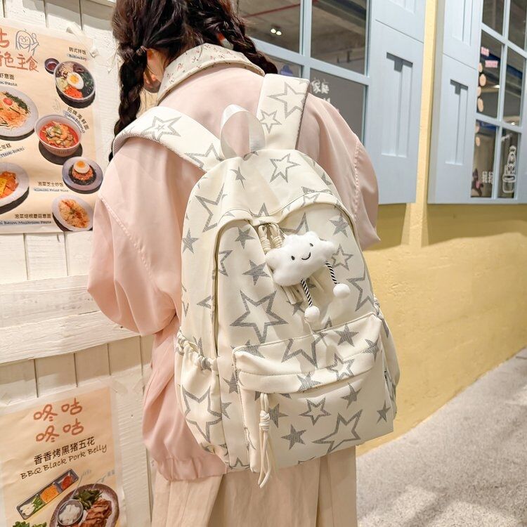 潮流星星双肩包女生初中高中学生