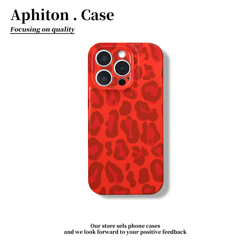 红色豹纹适用iPhone16pro苹果17promax菲林手机壳16/15/14plus全包防摔13/17pro华为P70vivo小米oppo防摔保护