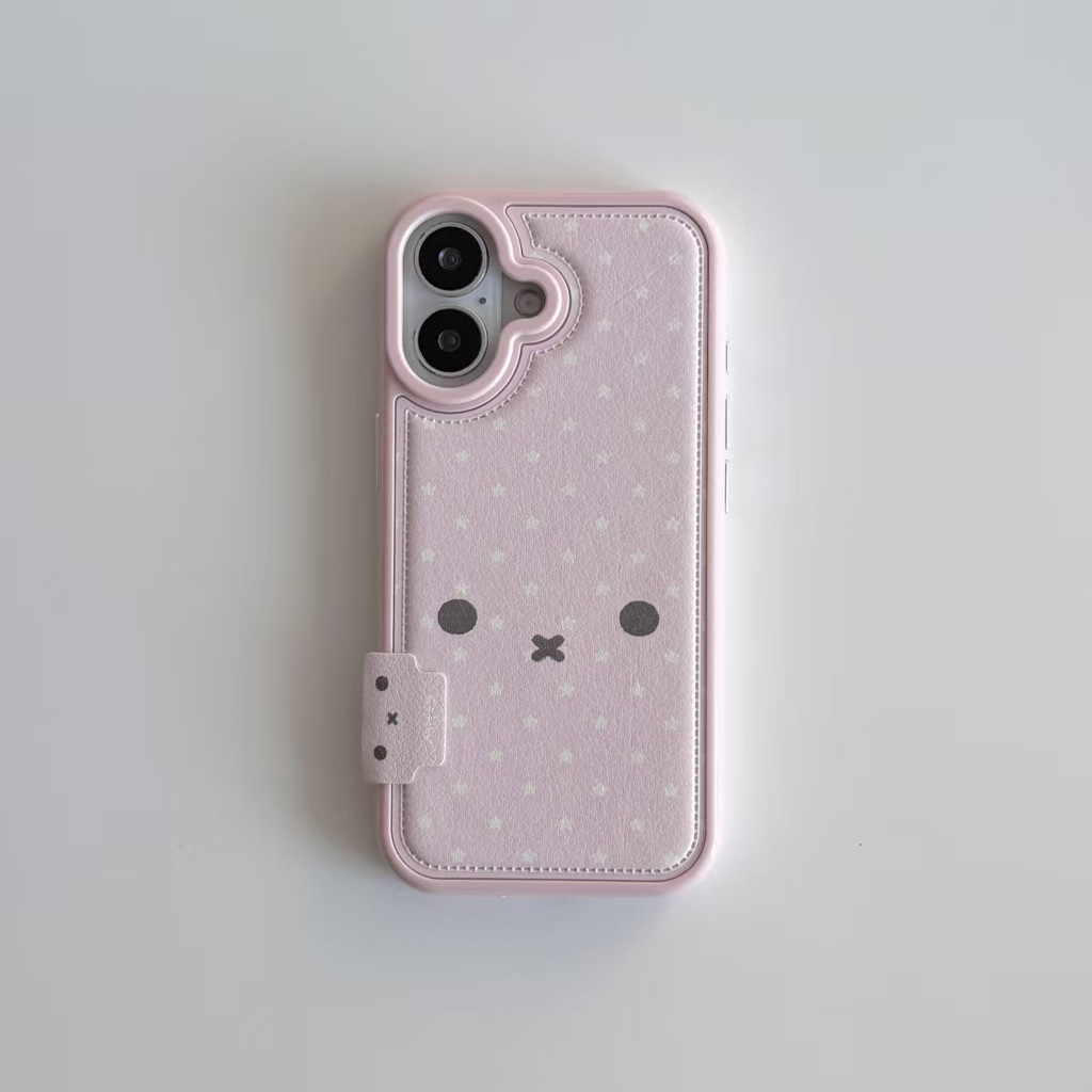 粉色星星米菲标签适用苹果17promax鼓包手机壳iPhone17pro新款16plus小众创意14/13pro全包防摔12pro男女11套