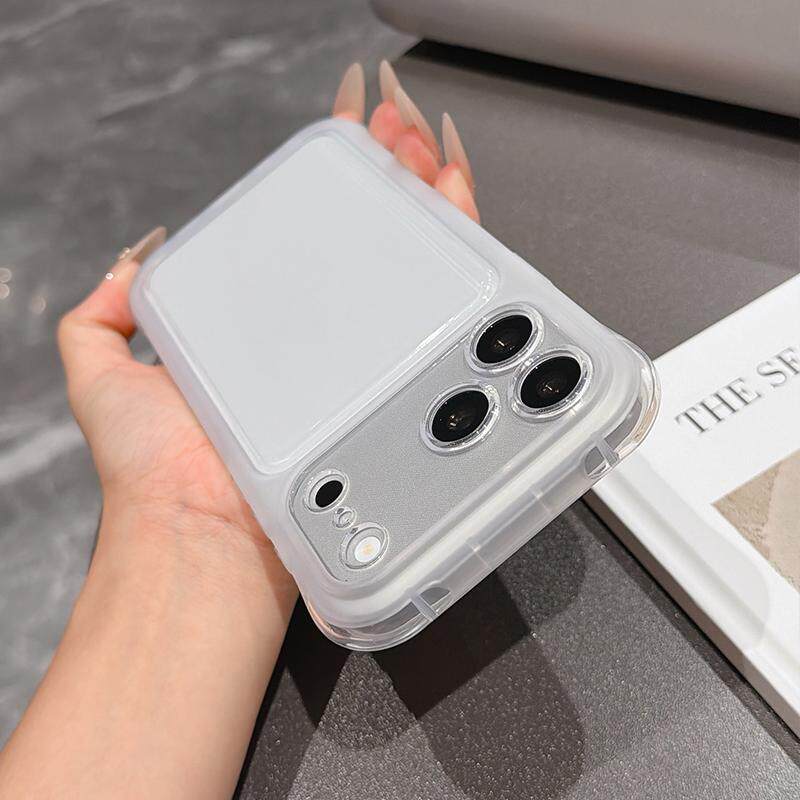 白色气囊大视窗适用苹果17/18promax双色秒变壳iPhone16pro新款15/14简约个性13pro全包防摔12男女11保护软套