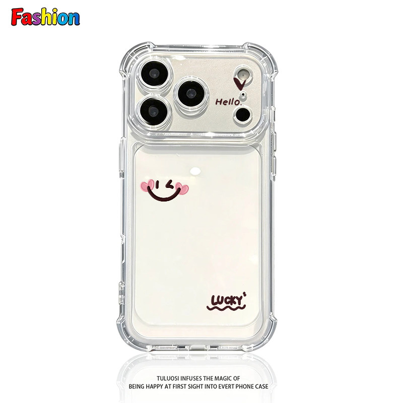 韩式微笑wink笑脸适用苹果17promax防摔气囊手机壳iPhone16/15全包透明vivo华为P70小米17简约oppo个性保护套