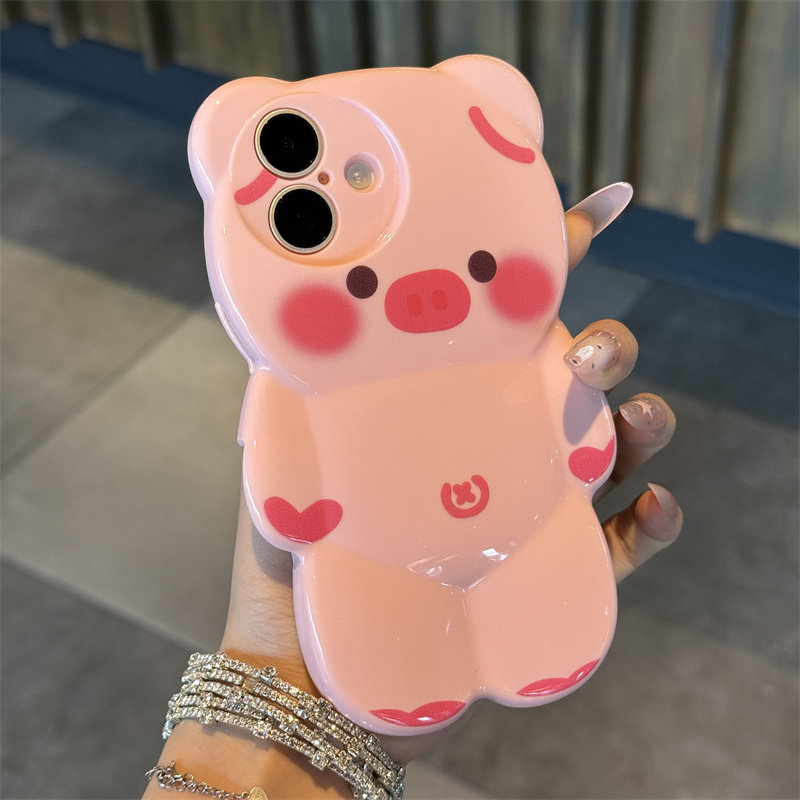 搞怪裤衩小猪适用苹果17/18proma小熊手机壳iPhone16/15/14/13pro小众创意高级个性男女网红全包防摔保护套潮