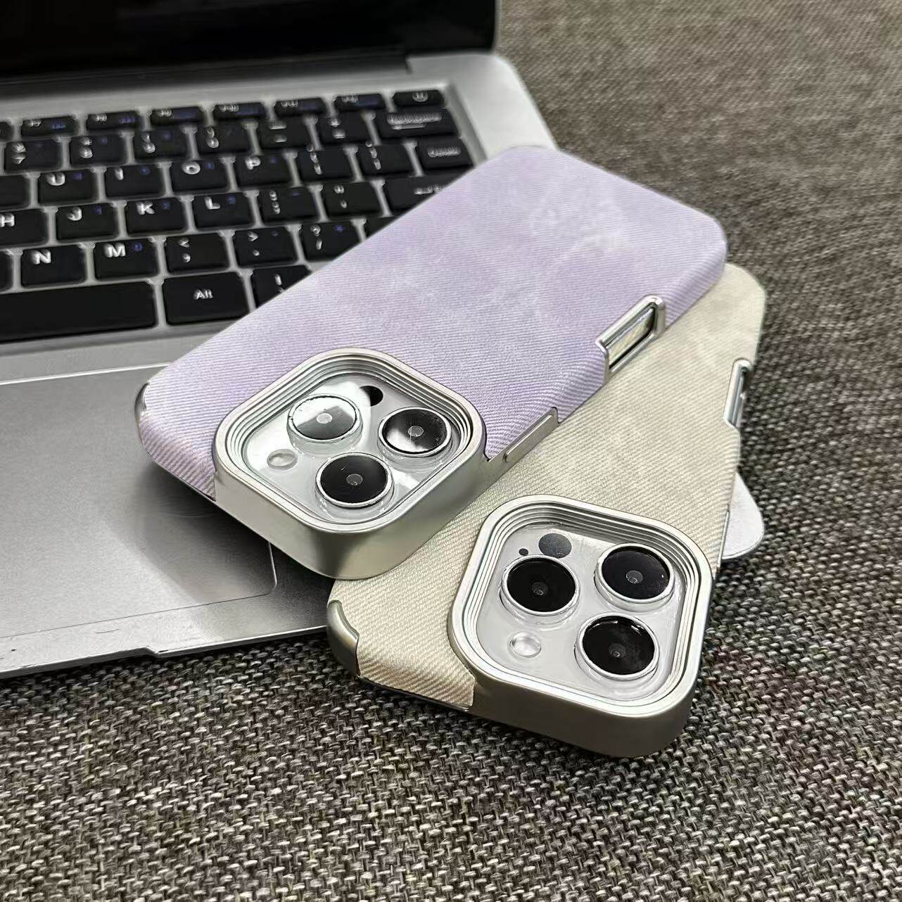 肤感磨砂牛仔纹适用苹果17promax手机壳iPhone16pro秋冬新款15/14plus磨砂13pro电镀镜框12pro高级感11防摔套