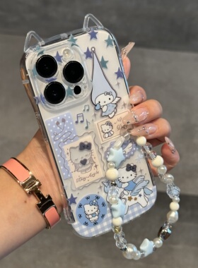 爱心天使小kitty挂绳适用苹果17promax猫耳朵手机壳iPhone16pro小众14/13pro全包透明vivo华为P70小米15oppo
