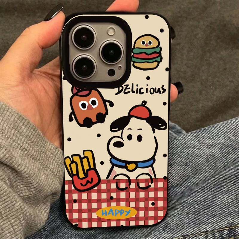 红格小狗汉堡适用iPhone16pro苹果16promax果冻手机壳16/15/14plus全包13/12/11华为P70vivo小米15oppo软套xr
