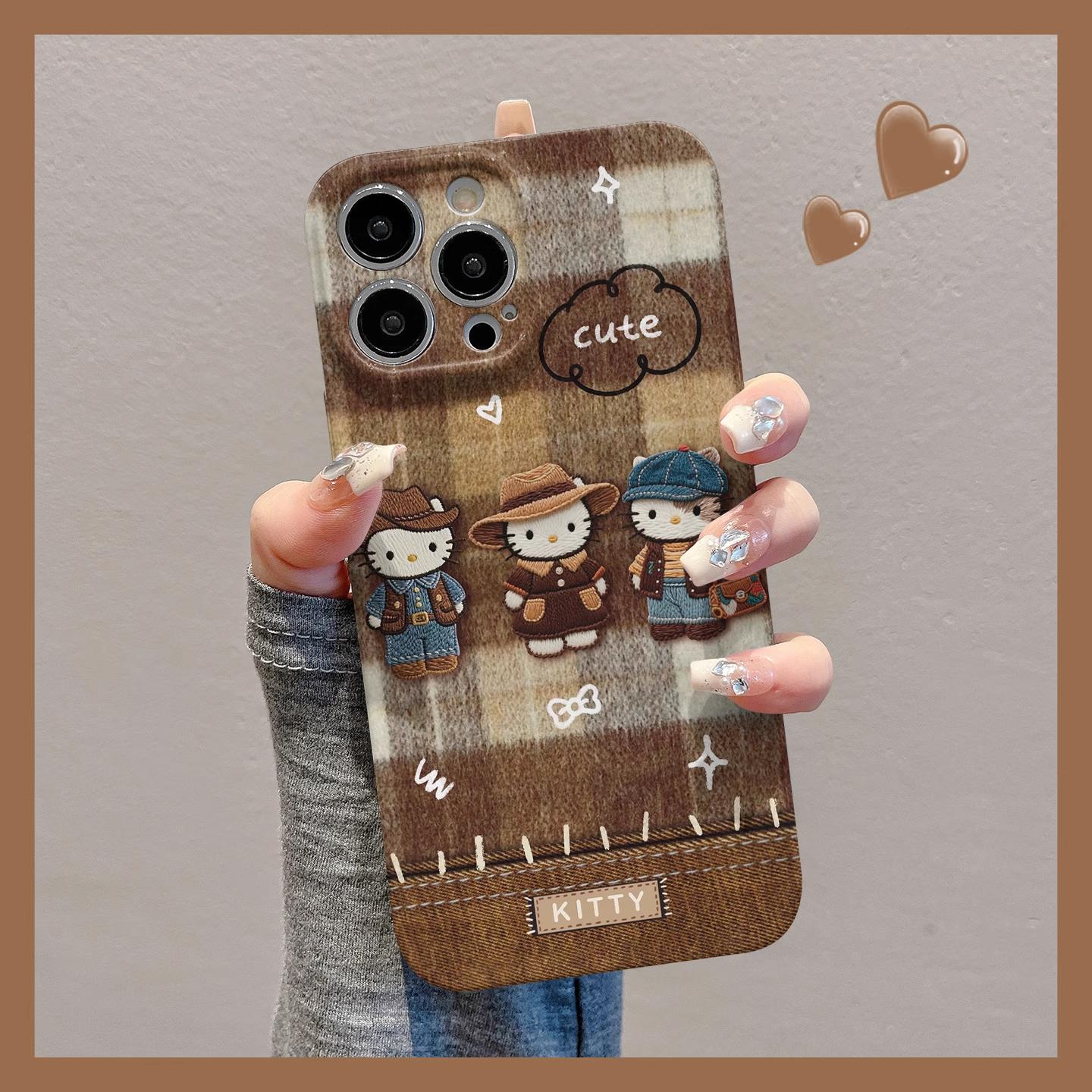 格子牛仔帽KT适用iPhone16pro苹果17promax菲林手机壳16/15/14plus全包12防摔13/17pro华为P70vivo小米15oppo