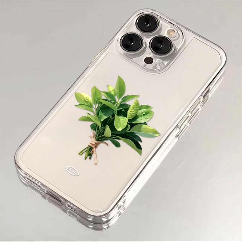清新柚子叶适用苹果17promax太空手机壳透明iPhone16/15/14/13pro/11华为P70vivo小米17/15prooppo硅胶保护套